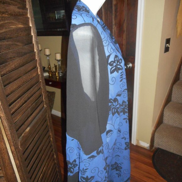 Vintage Esley Navy & black velvet kimono wrap, size Medium - Picture 3 of 7